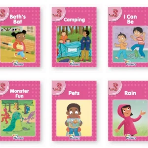 Jolly Phonics Pink Readers – General Fiction (6 Decodable Books, Precursive Letters)