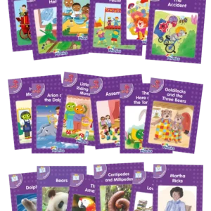 Jolly Phonics Purple Readers Complete Set Level 5 (General Fiction, Non-Fiction & Inky Mouse and Friends) (Precursive letters)